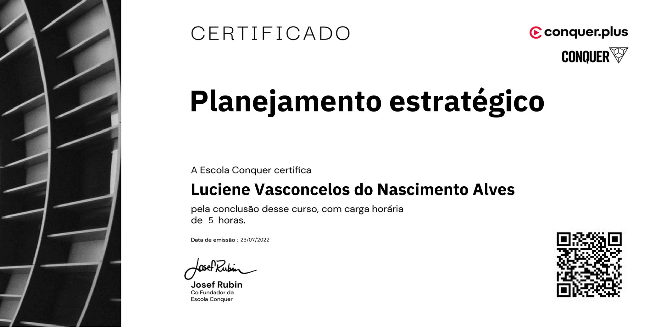 Certificado de Planejamento estratégico
